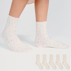 노디자인 여성용 울 꽈배기 니트 양말 5켤레 세트