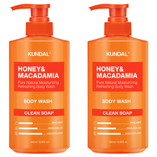 KUNDAL 昆黛爾 蜂蜜&澳洲堅果保濕沐浴露 清潔皂香, 2瓶, 500ml