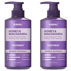 KUNDAL 昆黛爾 蜂蜜澳洲堅果保濕護髮乳 洋槐辣木花香, 500ml, 2瓶