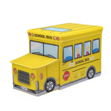 卡通汽車車頭造型收納箱, 55 x 25 x 30cm, 黃色校車, 1個