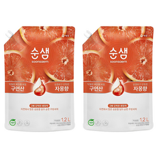 Soonsaem 檸檬酸葡萄柚香廚房洗潔精, 葡萄柚/柳橙, 1.2L, 2個