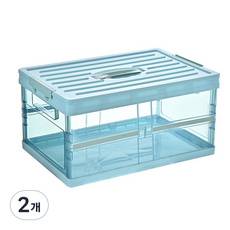유니코시 투명 접이식 폴딩 정리 박스 30L, 01 블루, 2개