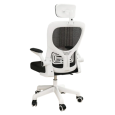 人體工學辦公椅 乳膠頭靠款, 全新升級旋轉扶手, 透氣網布材質, 專業升降器桿, 高密度原生海綿, 天然乳膠坐墊, 115~125 x 62 x 50cm, 白色