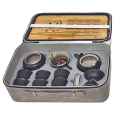麂皮旅行茶具套裝, 白皮箱（提樑壺）陶瓷材質, 1組