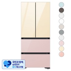 [삼성 감사 페스티벌] [색상선택형] 삼성전자 비스포크 김치플러스 키친핏 4도어 냉장고 420L 방문설치, 글램바닐라 + 글램핑크, RQ42C94J3AP