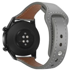 Womans9999 Galaxy Watch 相容 細版皮革錶帶, 灰色, Galaxy Watch4/4 Classic/Watch3/Active2/1 20mm, 20mm