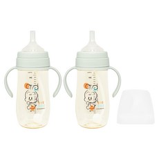 Bobdog PPSU雙耳吸管學習杯, 薄荷綠, 270ml, 2個