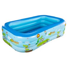 生活好事多 充氣游泳池, 150 x 110cm, 卡通圖案, 兒童戲水, 藍色, 1個