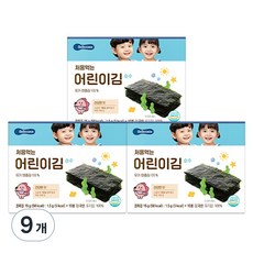 베베쿡 처음 먹는 어린이 김 순수, 건강한 맛, 15g, 9개