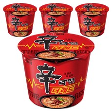 신라면 더레드 큰사발면 117g, 4개