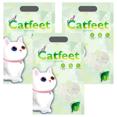 Catfeet 除臭水晶貓砂 無粉塵 異味控制, 綠茶, 5L, 3袋