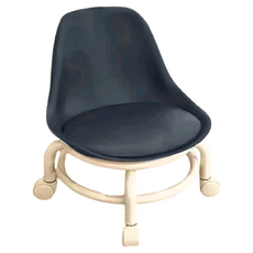 萬向輪矮凳 椅背款 BH281 PU皮革+壓克力+PP材質 居家/室外適用, 黑色, 1個