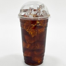 투고팩 투명 PET 아이스컵 + 돔형뚜껑 세트, 50개입, 1세트, 670ml