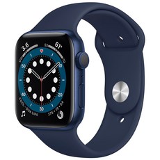Apple 애플워치 6, 44mm, GPS, 알루미늄, 블루 / 딥 네이비 스포츠 밴드, 블루 알루미늄 케이스, 딥 네이비 스포츠 밴드