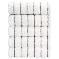 하비티 스트라이프 타월 190g 코마사, 브라운, 5개