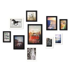 iINDOORS 北歐簡約實木相框 10個套裝, A4 + 6 x 8 + 6 x 6 + 4 x 6, 原木色, 1組