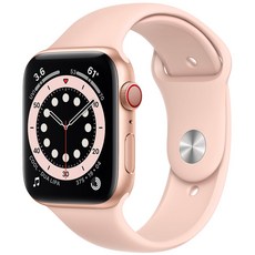 Apple 애플워치 6, 44mm, GPS+Cellular, 알루미늄, 골드 / 핑크 샌드 스포츠 밴드, 골드 알루미늄 케이스,핑크 샌드 스포츠 밴드