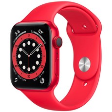Apple 애플워치 6, 44mm, GPS+Cellular, 알루미늄, 레드 / 레드 스포츠 밴드, (PRODUCT)RED 알루미늄 케이스, (PRODUCT)RED 스포츠 밴드