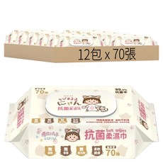 櫻桃小丸子抗菌柔濕巾 嬰兒濕巾 無酒精 無香精, 1入, 12包