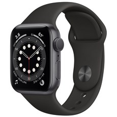 Apple 애플워치 6, 40mm, GPS, 알루미늄, 스페이스 그레이 / 블랙 스포츠 밴드, 스페이스 그레이 알루미늄 케이스,블랙 스포츠 밴드