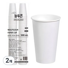 늘푸른 무인쇄 종이컵 500ml, 100개입, 2개
