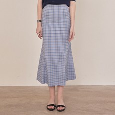 유어네임히얼 여성용 봄맞이 체크 머메이드 롱 스커트