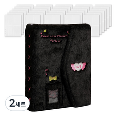 마다꾸미 콜렉트북 캐릭터 다이어리 포카 바인더 6공 + 속지 40p 세트, 바인더(블랙), 2세트