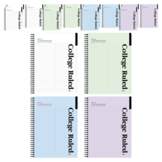 ibis PP 雙欄筆記本 4款組合, 4套, 白色 + 綠色 + 天藍色 + 紫色