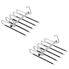 한봄누리 공간 절약 다용도 바지걸이 올스텐 5단 행거, 블랙, 2개