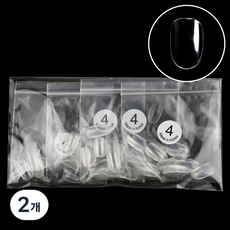 Lvia 短橢圓形迷你美甲片 4號 50p x 4個, 透明, 2個