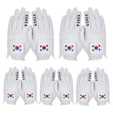 國家代表女款太極旗麂皮高爾夫手套雙手佩戴 5組, 白色的
