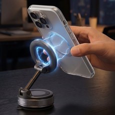 홈플래닛 진공흡착 접이식 맥세이프 호환 마그네틱 스마트폰 거치대, 블랙, 1개