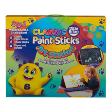 Little Brian 2合1行動畫站, 白板和黑板, 6支經典畫筆, 6支粉筆, 6張紙和除塵器, 1盒, 黃色 + 紅色 + 綠色 + 黑色 + 咖啡色 + 藍色 + 紫色 + 白色 + 橘色