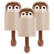더리빙 인사하는 다람쥐 후크 걸이, 3개, 브라운