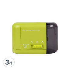 카키카키 전동 연필깎이 V-5, 그린, 3개