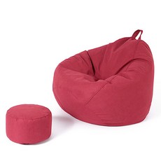 편안한 빈백 소파 특대 105*115cm +발쿠션, 클래식 레드