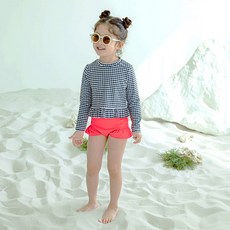 女童 Lydia Kids Petit 格紋泳裝上下套裝
