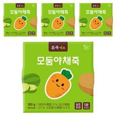 본죽 키즈 모둠 야채죽, 180g, 4개, 혼합맛(애호박/당근/브로콜리)