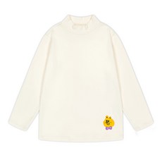 milk mile 童款澎澎熊刺繡素色半高領長袖上衣
