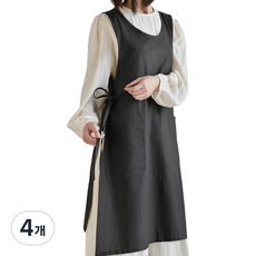 다퍼남 코튼 원피스 앞치마, 블랙, 4개
