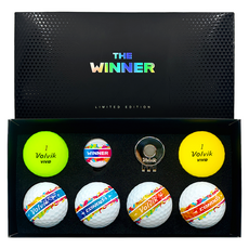Volvik Vivid Condor Urethane The Winner 黑標版高爾夫球 6入 + 球標組, 1套, 混色