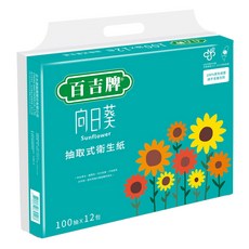 百吉牌 向日葵 抽取式衛生紙 100抽x12包, 12包, 6袋