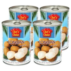 쉐프의초이스푸드 롱간 과일통조림, 565g, 4개