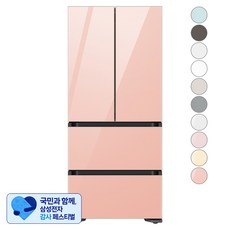 [삼성 감사 페스티벌] [색상선택형] 삼성전자 비스포크 김치플러스 키친핏 4도어 냉장고 420L 방문설치, 글램피치 + 글램피치, RQ42C94J3AP