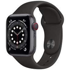 Apple 애플워치 6, 40mm, GPS+Cellular, 알루미늄, 스페이스 그레이 / 블랙 스포츠 밴드, 스페이스 그레이 알루미늄 케이스,블랙 스포츠 밴드