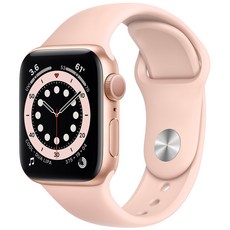 Apple 애플워치 6, 40mm, GPS, 알루미늄, 골드 / 핑크 샌드 스포츠 밴드, 골드 알루미늄 케이스,핑크 샌드 스포츠 밴드