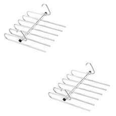 Hanbomnuri 節省空間多用途褲架 全不鏽鋼6層掛架, 銀色, 2個