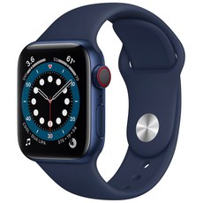 Apple 애플워치 6, 40mm, GPS, 알루미늄, 블루 / 딥 네이비 스포츠 밴드, 블루 알루미늄 케이스, 딥 네이비 스포츠 밴드