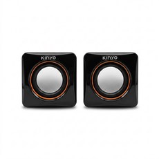 Kinyo USB 迷你筆電專用小喇叭 70 x 70 x 70mm 317g 2個, US-202, 黑色