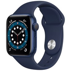 Apple 애플워치 6, 40mm, GPS, 알루미늄, 블루 / 딥 네이비 스포츠 밴드, 블루 알루미늄 케이스, 딥 네이비 스포츠 밴드